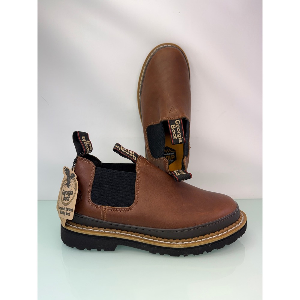 Georgia Boot Chelsea Work Boots Georgia Giant Romeo 9.5W Brown Leather Slip On